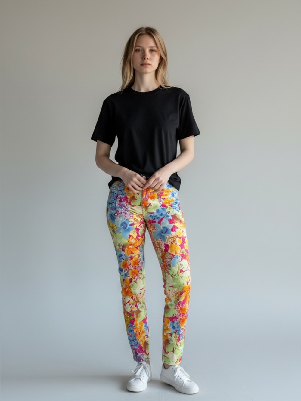 Versace Jeans Couture Multicolor Floral Trim Label